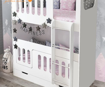 Кровать 2-ярусная cо сплошным бортом белая ДС-26/1 Кровать 2-ярусная cо сплошным бортом белая ДС-26/1