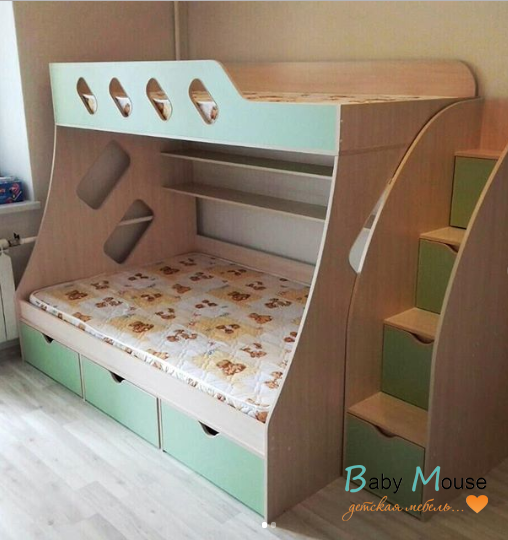 Двухэтажная кровать "Фанки Кидз 16" + лестница стеллаж 13/29 