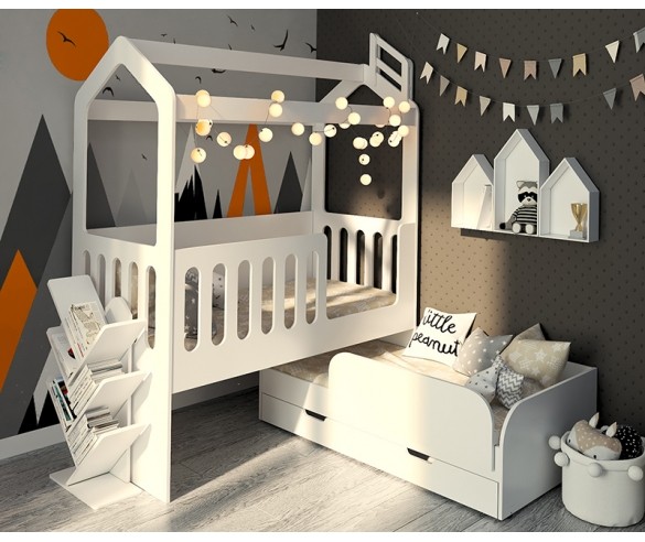 Домик Сказка с выдвижной кроватью ДС-35/1/1 (белая)