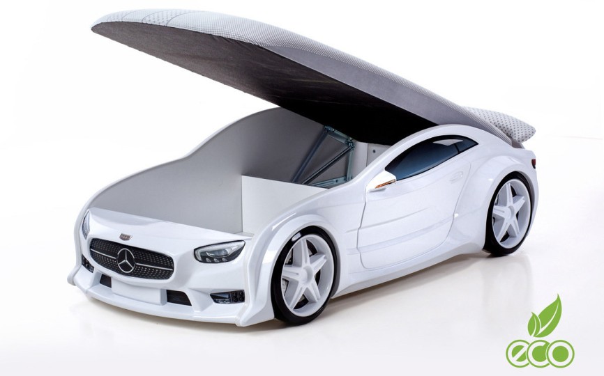 Кровать-машина объемная NEO "Мерседес" желтый