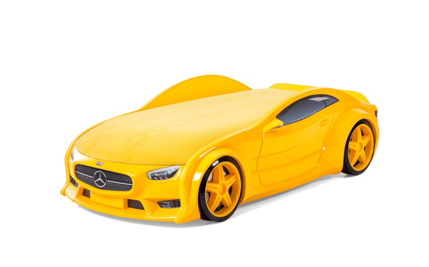 Кровать-машина объемная NEO "Мерседес" желтый