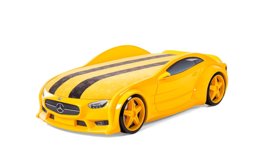 Кровать-машина объемная NEO "Мерседес" желтый