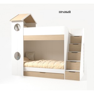 Кровать Домик белый  2х ярусная без тумбы 