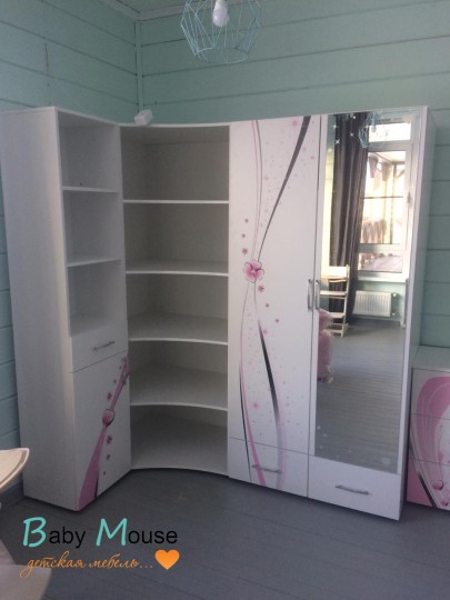 Стеллаж угловой "Princess" белый или розовый