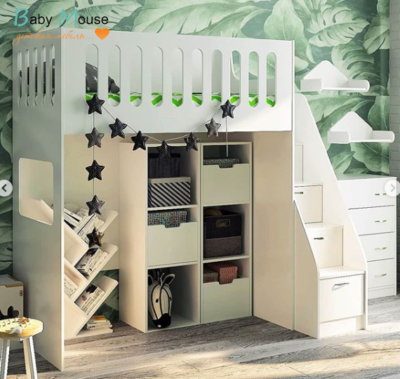 Кровать чердак ДС-27 с модулями для хранения