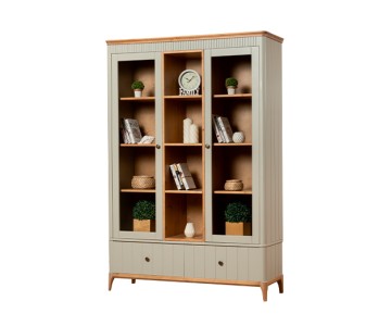 Шкаф книжный Грета №15 трехдверный застекленный с ящиками Шкаф книжный Грета №15 трехдверный застекленный с ящиками