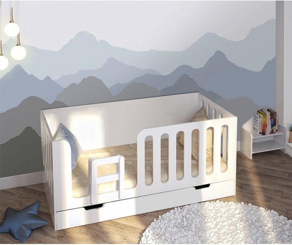 Низкая кровать Сказка белая с высокими бортиками 160х80, 140х70, 180х80, ДС-10/1 Низкая кровать Сказка белая с высокими бортиками 160х80, 140х70, 180х80, ДС-10/1