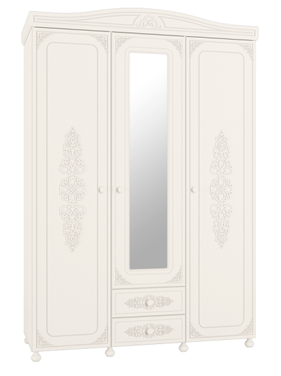 Шкаф трехстворчатый с зрекалом Ассоль АС-27 Белый