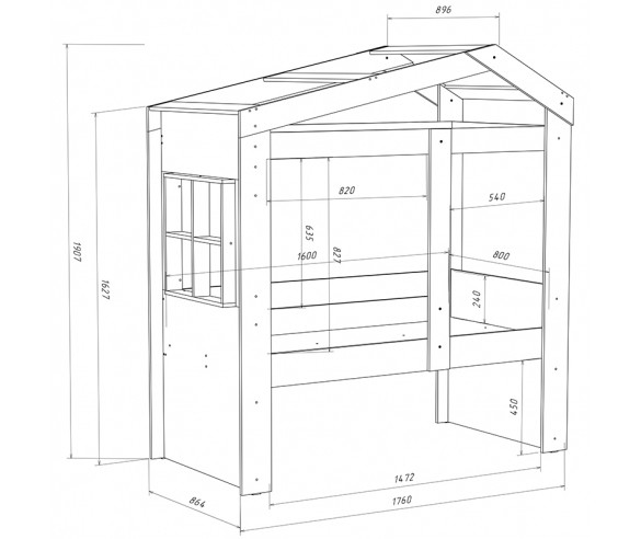 Домик Сказка с выдвижной кроватью (цветная) ДС-36/1/2