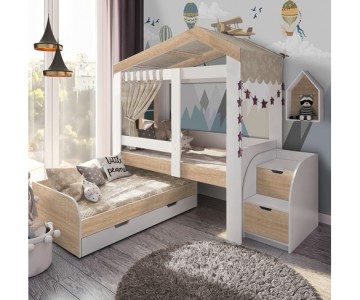 Домик Сказка с выдвижной кроватью (цветная) ДС-36/1/2