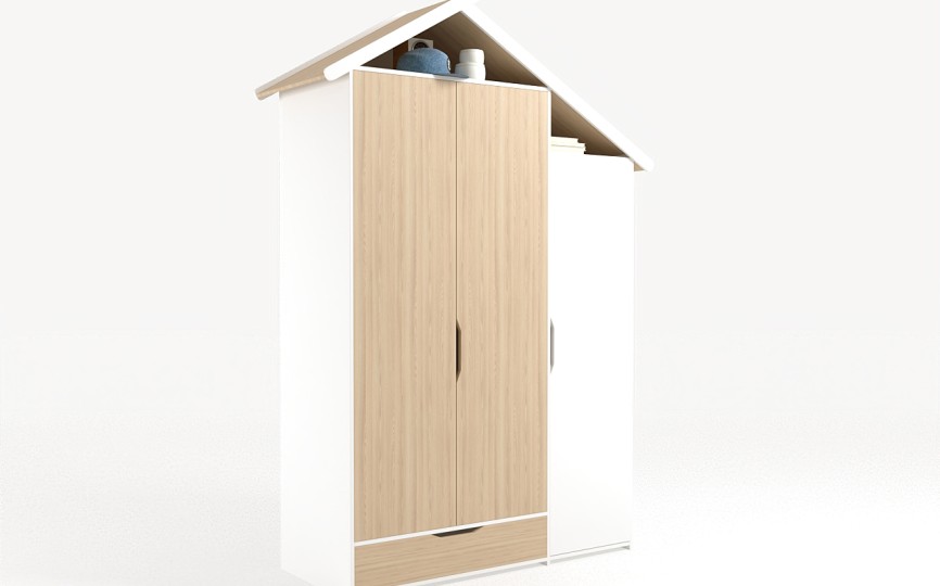 Шкаф 3х дверный из серии Домик белый