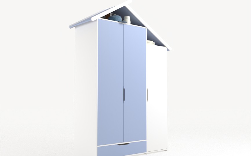 Шкаф 3х дверный из серии Домик белый