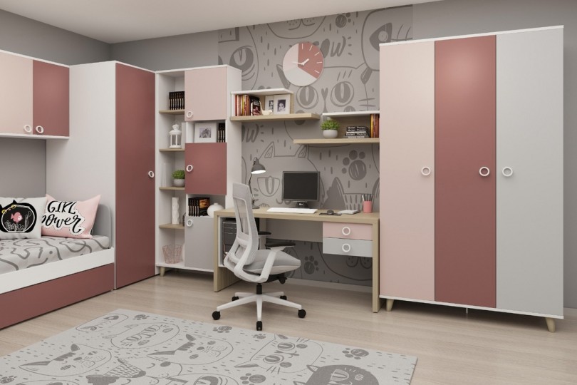 Шкаф 3-х створчатый Смарти Пинк Ш3