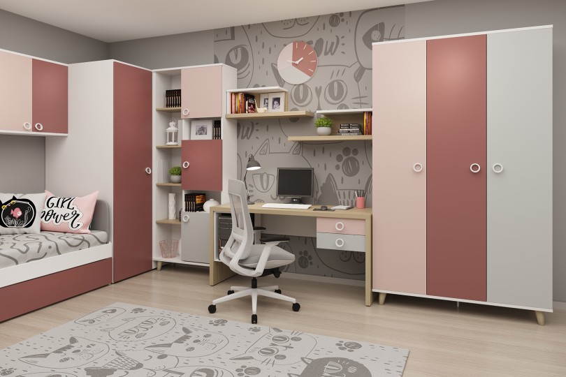 Шкаф угловой левый Смарти Пинк ШУ