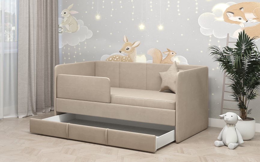 Диван-кровать "Симба" 160х80 см, с выкатным ящиком и бортиком Диван-кровать "Симба" 160х80 см, с выкатным ящиком и бортиком