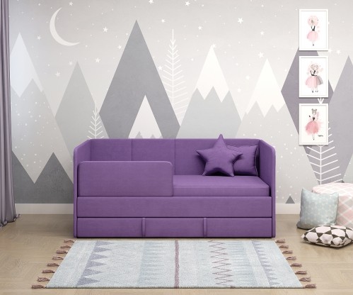 Диван-кровать "Симба" 160х80 см, с выкатным ящиком и бортиком Диван-кровать "Симба" 160х80 см, с выкатным ящиком и бортиком