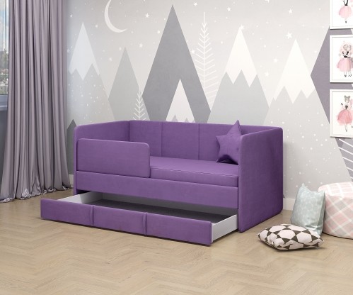 Диван-кровать "Симба" 160х80 см, с выкатным ящиком и бортиком Диван-кровать "Симба" 160х80 см, с выкатным ящиком и бортиком
