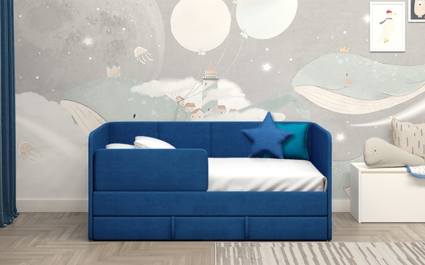 Диван-кровать "Симба" 160х80 см, с выкатным ящиком и бортиком Диван-кровать "Симба" 160х80 см, с выкатным ящиком и бортиком