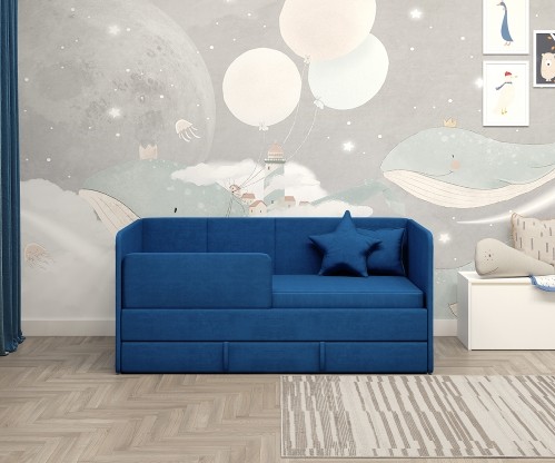 Диван-кровать "Симба" 160х80 см, с выкатным ящиком и бортиком Диван-кровать "Симба" 160х80 см, с выкатным ящиком и бортиком