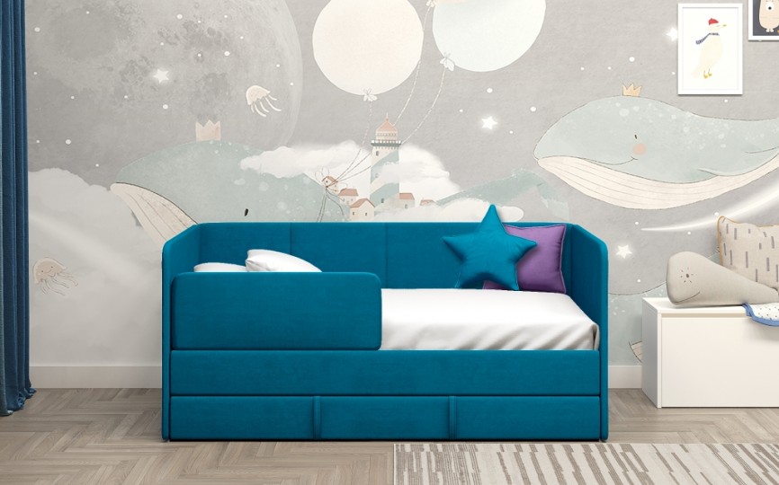 Диван-кровать "Симба" 160х80 см, с выкатным ящиком и бортиком Диван-кровать "Симба" 160х80 см, с выкатным ящиком и бортиком