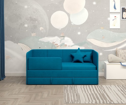 Диван-кровать "Симба" 160х80 см, с выкатным ящиком и бортиком Диван-кровать "Симба" 160х80 см, с выкатным ящиком и бортиком