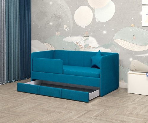 Диван-кровать "Симба" 160х80 см, с выкатным ящиком и бортиком Диван-кровать "Симба" 160х80 см, с выкатным ящиком и бортиком