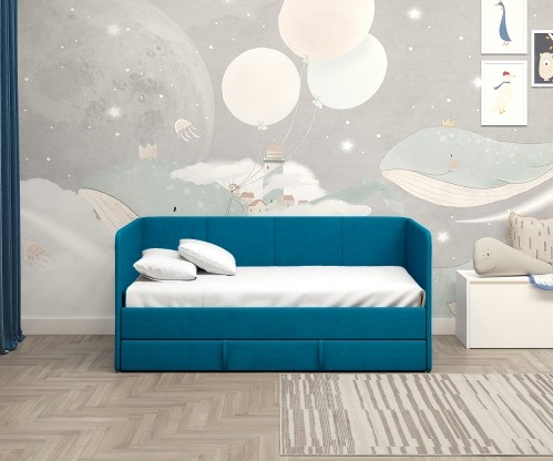 Диван-кровать "Симба" 160х80 см, с выкатным ящиком и бортиком Диван-кровать "Симба" 160х80 см, с выкатным ящиком и бортиком