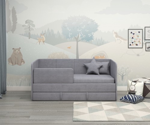 Диван-кровать "Симба" 160х80 см, с выкатным ящиком и бортиком Диван-кровать "Симба" 160х80 см, с выкатным ящиком и бортиком