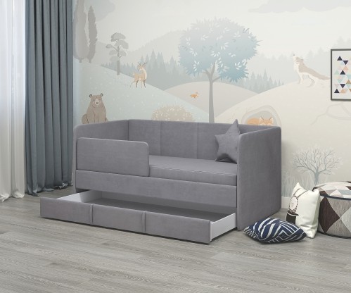 Диван-кровать "Симба" 160х80 см, с выкатным ящиком и бортиком Диван-кровать "Симба" 160х80 см, с выкатным ящиком и бортиком