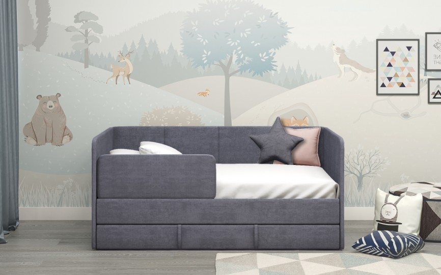 Диван-кровать "Симба" 160х80 см, с выкатным ящиком и бортиком Диван-кровать "Симба" 160х80 см, с выкатным ящиком и бортиком