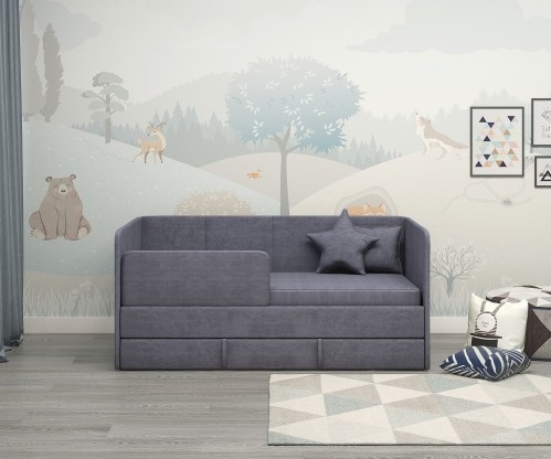 Диван-кровать "Симба" 160х80 см, с выкатным ящиком и бортиком Диван-кровать "Симба" 160х80 см, с выкатным ящиком и бортиком