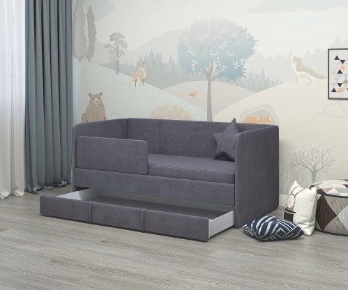 Диван-кровать "Симба" 160х80 см, с выкатным ящиком и бортиком Диван-кровать "Симба" 160х80 см, с выкатным ящиком и бортиком