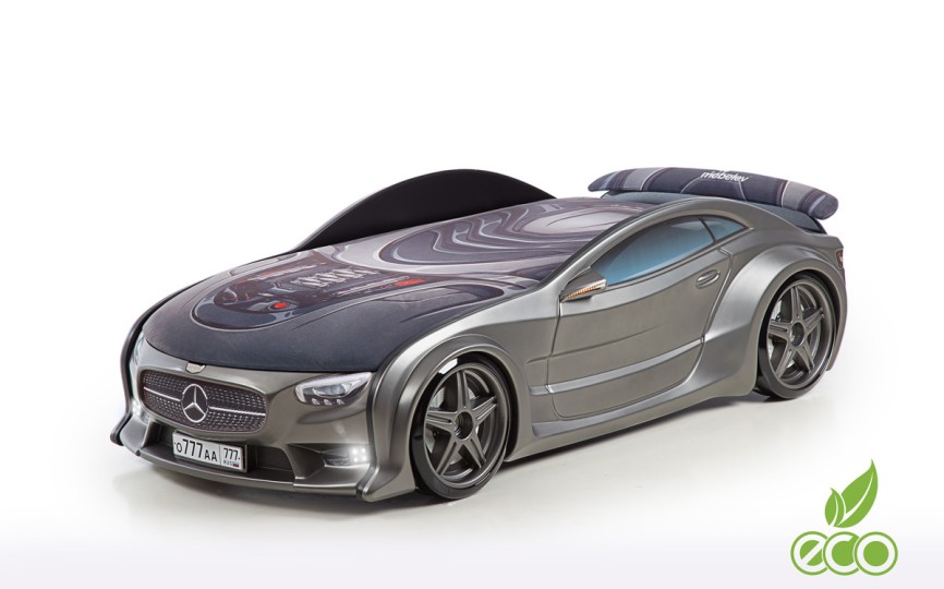 Кровать-машина объемная NEO "Мерседес" графит