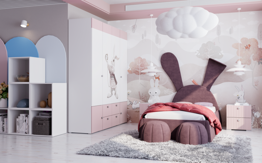 Кровать Алиса с пуфами, заяц