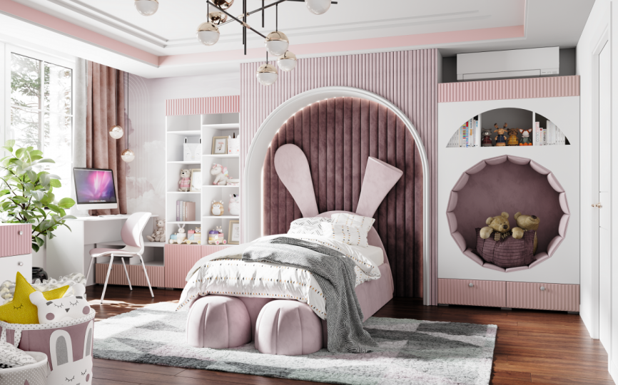 Кровать Алиса с пуфами, заяц