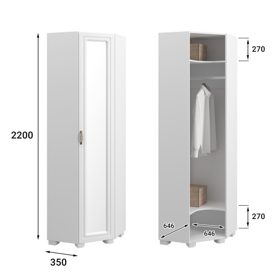Шкаф угловой «Монблан» с зеркалом МБ-20К