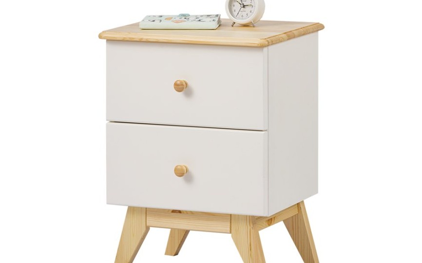 Тумба прикроватная узкая, два ящика Тимберика Кидс №4 на ножках