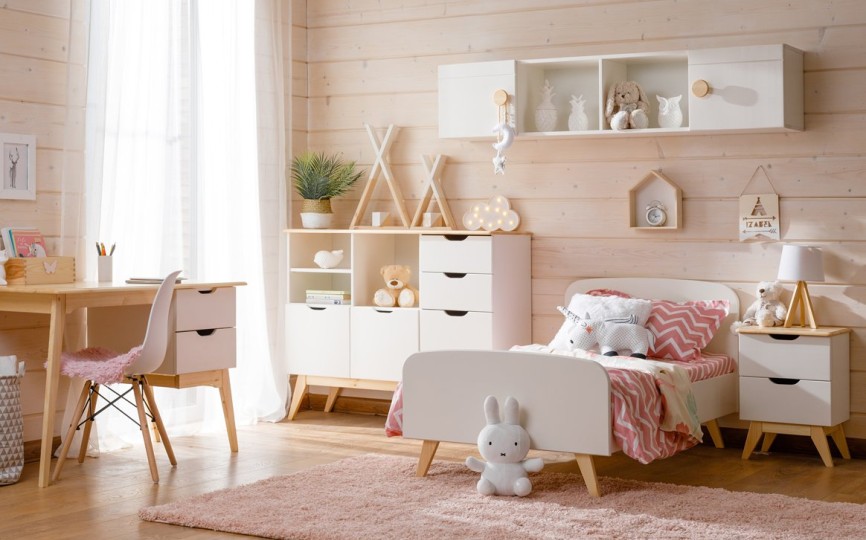 Тумба прикроватная узкая, два ящика Тимберика Кидс №4 на ножках