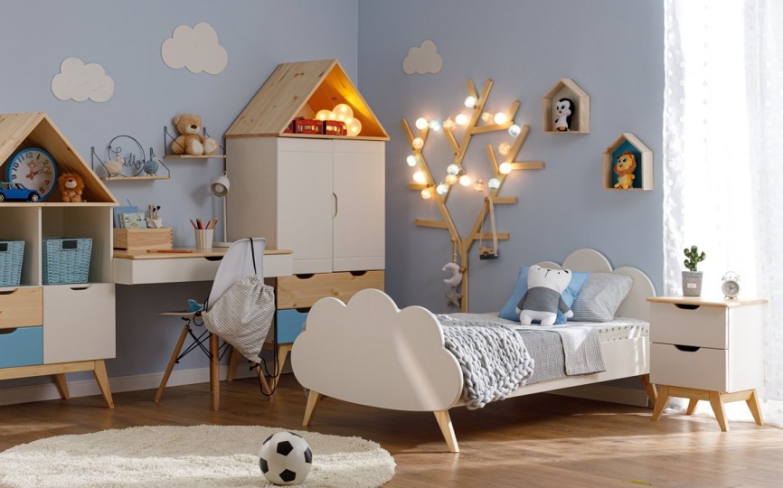 Тумба прикроватная узкая, два ящика Тимберика Кидс №4 на ножках