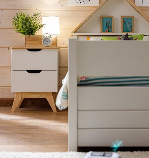 Тумба прикроватная узкая, два ящика Тимберика Кидс №4 на ножках