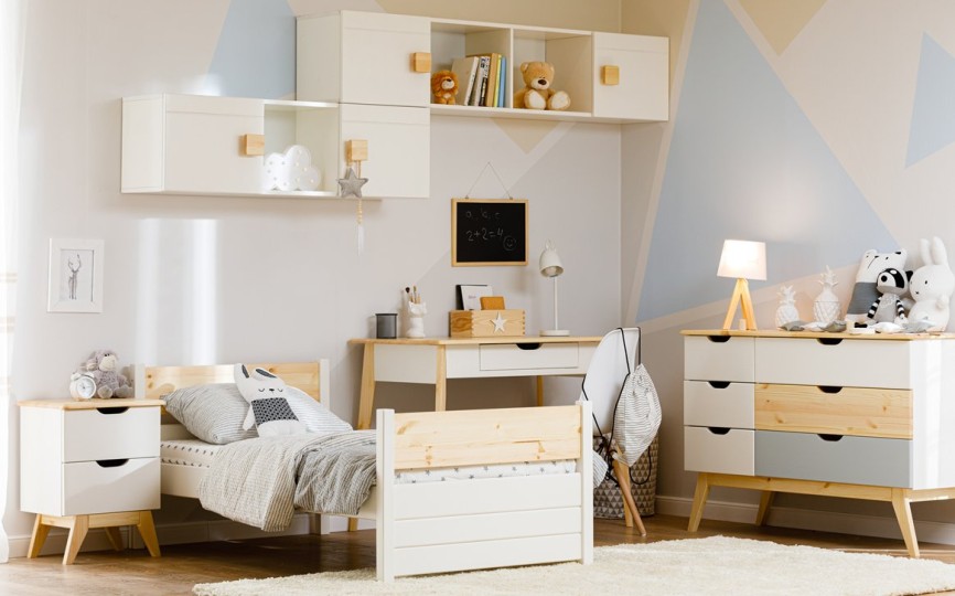 Тумба прикроватная узкая, два ящика Тимберика Кидс №4 на ножках