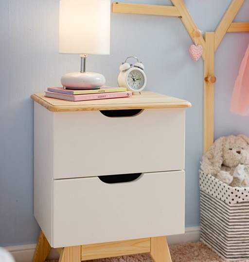 Тумба прикроватная узкая, два ящика Тимберика Кидс №4 на ножках