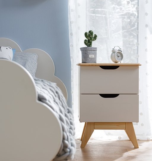 Тумба прикроватная узкая, два ящика Тимберика Кидс №4 на ножках