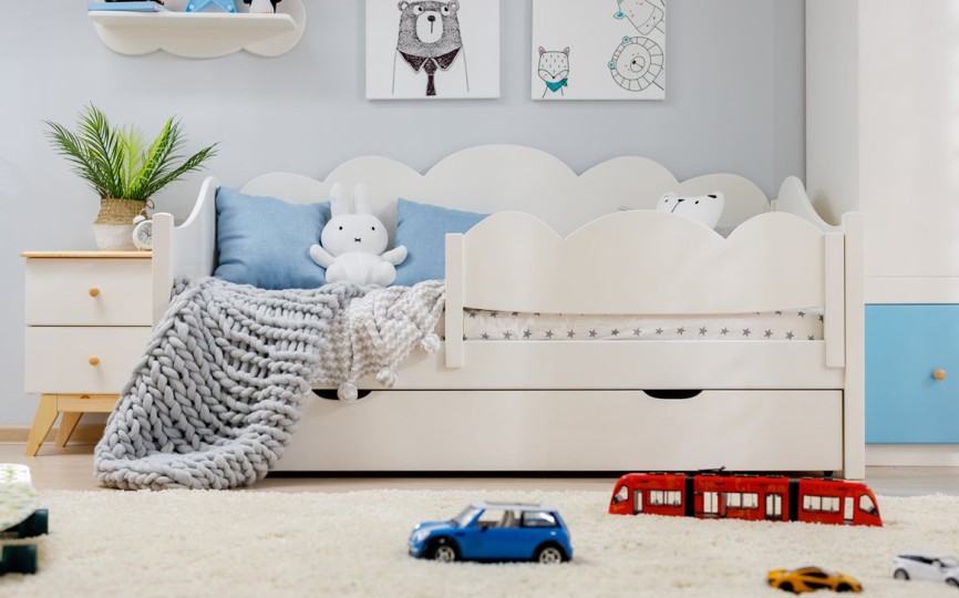 Тумба прикроватная узкая, два ящика Тимберика Кидс №4 на ножках