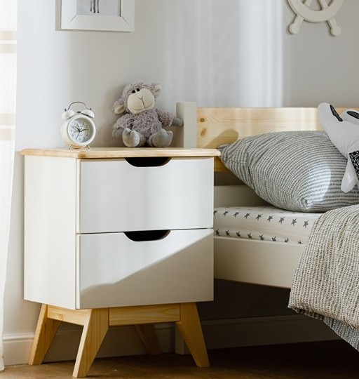 Тумба прикроватная узкая, два ящика Тимберика Кидс №4 на ножках
