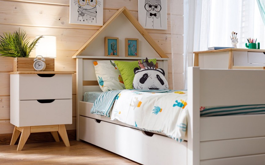 Тумба прикроватная узкая, два ящика Тимберика Кидс №4 на ножках