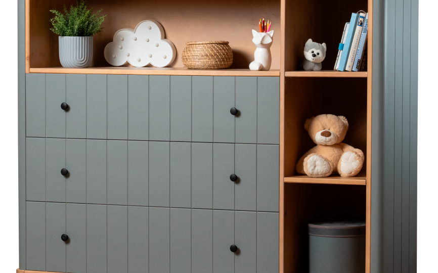 Комод Грета №44, три ящика и открытые полки