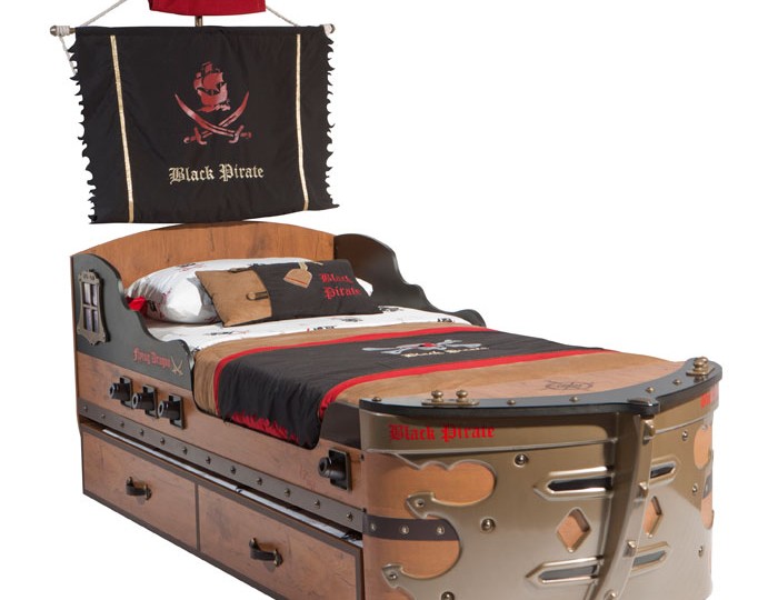 BLACK PIRATE KS-1308 Кровать-корабль 90*190 (без матраса)