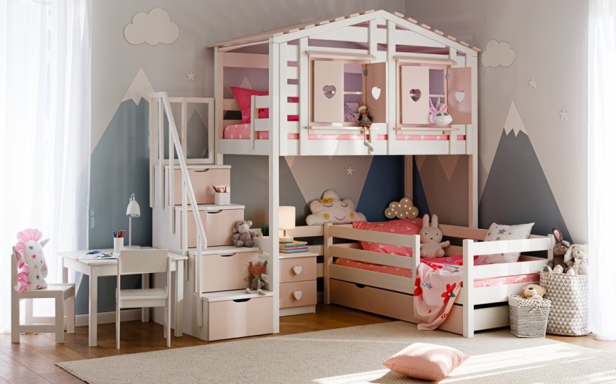 Кровать тахта с горизонтальными рейками Тимберика Кидс N3