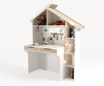 Стол со стеллажом из серии Домик белый Стол со стеллажом из серии Домик белый